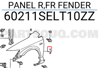 Honda 60211SELT10ZZ PANEL R,FR FENDER