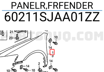 Honda 60211SJAA01ZZ PANELR,FRFENDER
