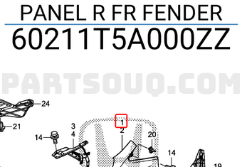 Honda 60211T5A000ZZ PANEL R FR FENDER