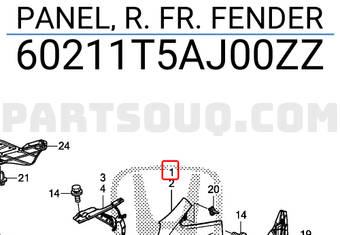 Honda 60211T5AJ00ZZ PANEL, R. FR. FENDER