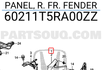 Honda 60211T5RA00ZZ PANEL, R. FR. FENDER