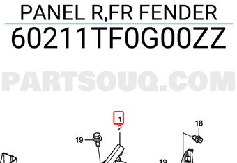 Honda 60211TF0G00ZZ PANEL R,FR FENDER