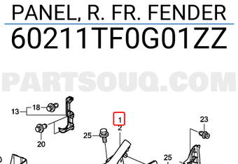 Honda 60211TF0G01ZZ PANEL, R. FR. FENDER