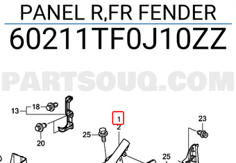Honda 60211TF0J10ZZ PANEL R,FR FENDER