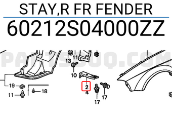 Honda 60212S04000ZZ STAY,R FR FENDER