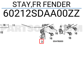 Honda 60212SDAA00ZZ STAY,FR FENDER