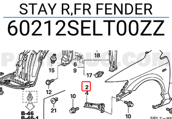 Honda 60212SELT00ZZ STAY R,FR FENDER