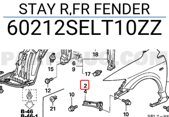 Honda 60212SELT10ZZ STAY R,FR FENDER