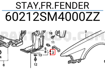 Honda 60212SM4000ZZ STAY,FR.FENDER