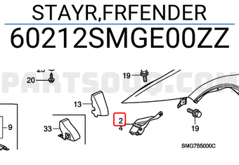 Honda 60212SMGE00ZZ STAYR,FRFENDER