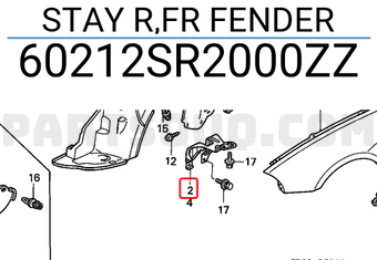 Honda 60212SR2000ZZ STAY R,FR FENDER