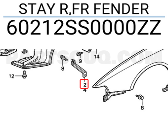 Honda 60212SS0000ZZ STAY R,FR FENDER