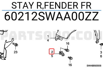 Honda 60212SWAA00ZZ STAY R,FENDER FR