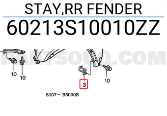 Honda 60213S10010ZZ STAY,RR FENDER