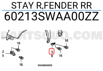 Honda 60213SWAA00ZZ STAY R,FENDER RR