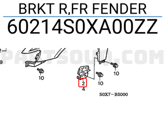 Honda 60214S0XA00ZZ BRKT R,FR FENDER