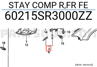 Honda 60215SR3000ZZ STAY COMP R,FR FE