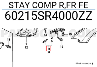 Honda 60215SR4000ZZ STAY COMP R,FR FE