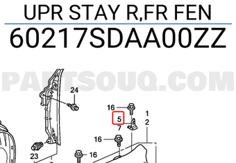 Honda 60217SDAA00ZZ UPR STAY R,FR FEN