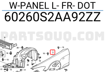 Honda 60260S2AA92ZZ W-PANEL L- FR- DOT