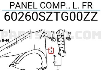 Honda 60260SZTG00ZZ PANEL COMP., L. FR