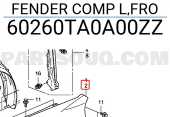 Honda 60260TA0A00ZZ FENDER COMP L,FRO