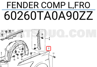 Honda 60260TA0A90ZZ FENDER COMP L,FRO