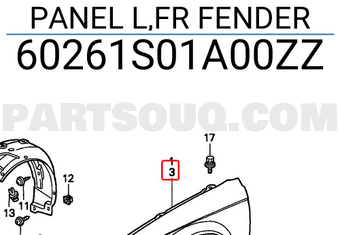 Honda 60261S01A00ZZ PANEL L,FR FENDER