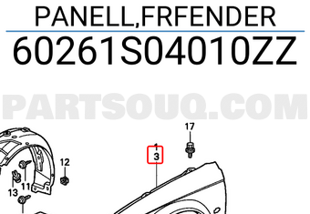 Honda 60261S04010ZZ PANELL,FRFENDER
