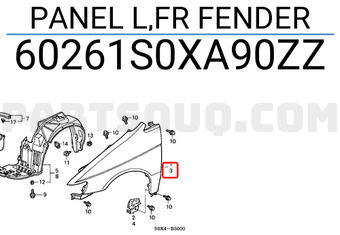 Honda 60261S0XA90ZZ PANEL L,FR FENDER