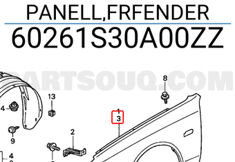 Honda 60261S30A00ZZ PANELL,FRFENDER