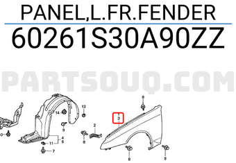 Honda 60261S30A90ZZ PANEL,L.FR.FENDER