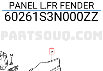 Honda 60261S3N000ZZ PANEL L,FR FENDER