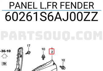 Honda 60261S6AJ00ZZ PANEL L,FR FENDER