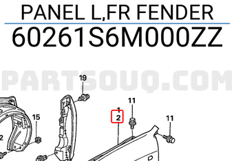 Honda 60261S6M000ZZ PANEL L,FR FENDER