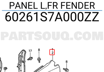 Honda 60261S7A000ZZ PANEL L,FR FENDER
