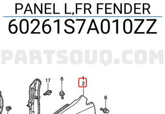 Honda 60261S7A010ZZ PANEL L,FR FENDER