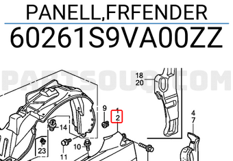 Honda 60261S9VA00ZZ PANELL,FRFENDER
