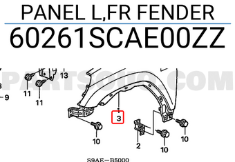 Honda 60261SCAE00ZZ PANEL L,FR FENDER