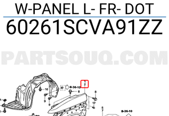 Honda 60261SCVA91ZZ W-PANEL L- FR- DOT