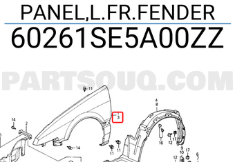 Honda 60261SE5A00ZZ PANEL,L.FR.FENDER