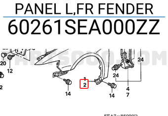 Honda 60261SEA000ZZ PANEL L,FR FENDER