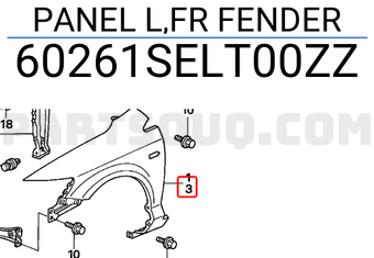 Honda 60261SELT00ZZ PANEL L,FR FENDER