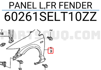 Honda 60261SELT10ZZ PANEL L,FR FENDER