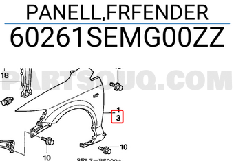 Honda 60261SEMG00ZZ PANELL,FRFENDER