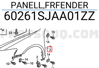 Honda 60261SJAA01ZZ PANELL,FRFENDER