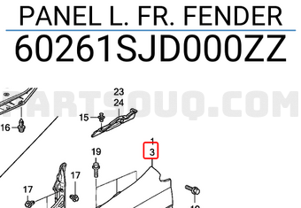 Honda 60261SJD000ZZ PANEL L. FR. FENDER