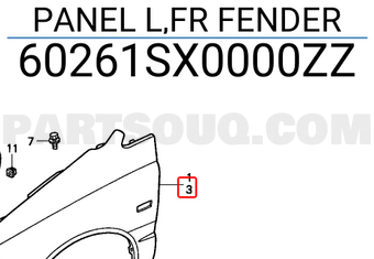 Honda 60261SX0000ZZ PANEL L,FR FENDER