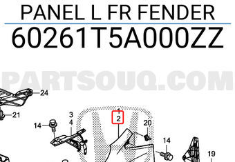 Honda 60261T5A000ZZ PANEL L FR FENDER