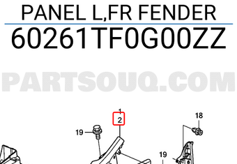 Honda 60261TF0G00ZZ PANEL L,FR FENDER